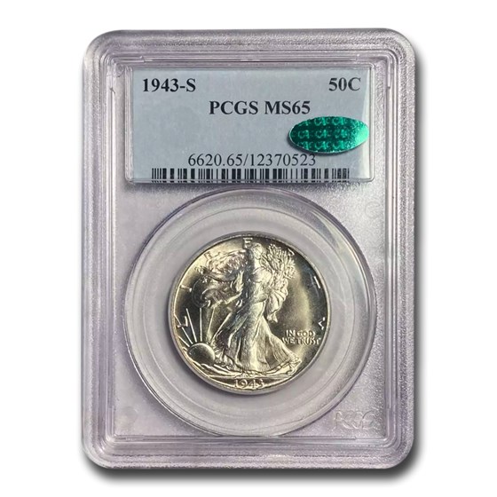 1943-S Walking Liberty Half Dollar MS-65+ PCGS CAC 1943-S Walking Liberty Half Dollar MS-65+ PCGS CAC