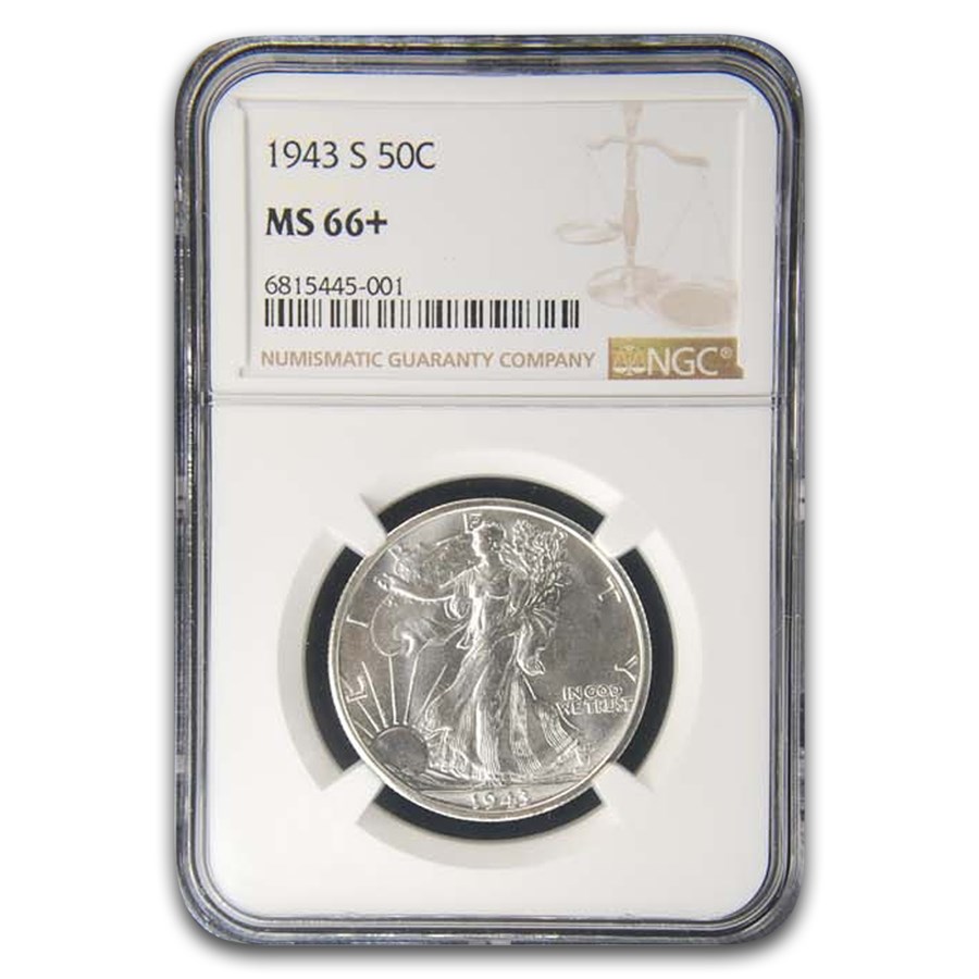 1943-S Walking Liberty Half Dollar MS-66+ NGC