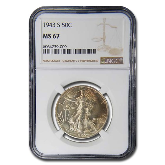 1943-S Walking Liberty Half Dollar MS-67 NGC 1943-S Walking Liberty Half Dollar MS-67 NGC