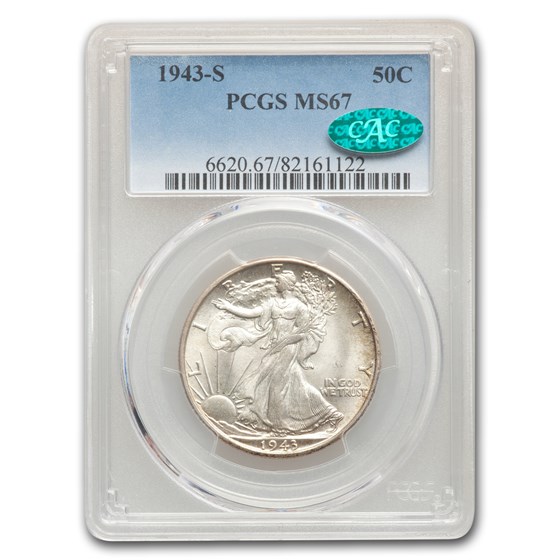 1943-S Walking Liberty Half Dollar MS-67 PCGS CAC 1943-S Walking Liberty Half Dollar MS-67 PCGS CAC