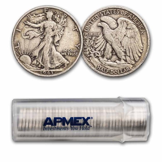 1943-S Walking Liberty Halves 20-Coin Roll Avg Circ 1943-S Walking Liberty Halves 20-Coin Roll Avg Circ