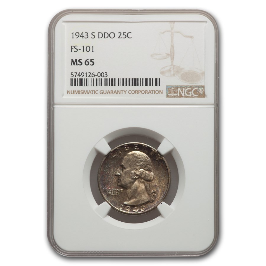 1943-S Washington Quarter MS-65 NGC (DDO FS-101)