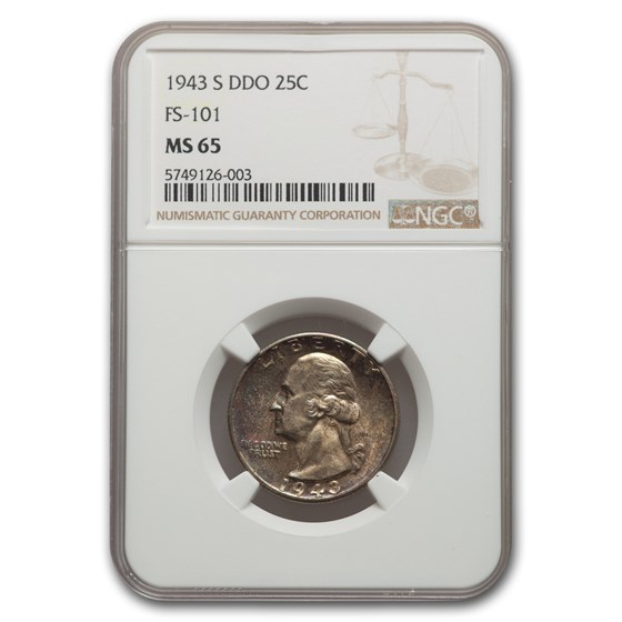 1943-S Washington Quarter MS-65 NGC (DDO FS-101) 1943-S Washington Quarter MS-65 NGC (DDO FS-101)