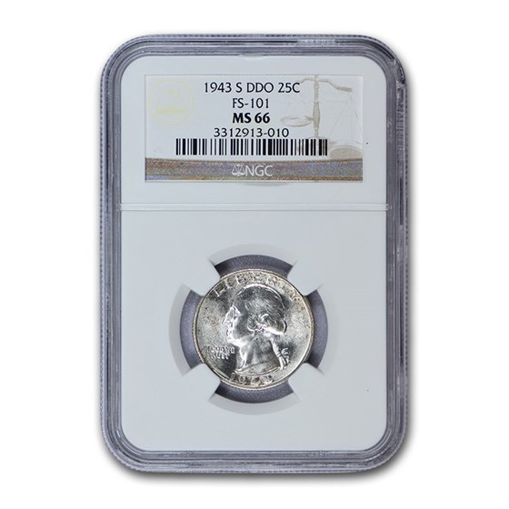 1943-S Washington Quarter MS-66 NGC (DDO, FS-101) 1943-S Washington Quarter MS-66 NGC (DDO, FS-101)