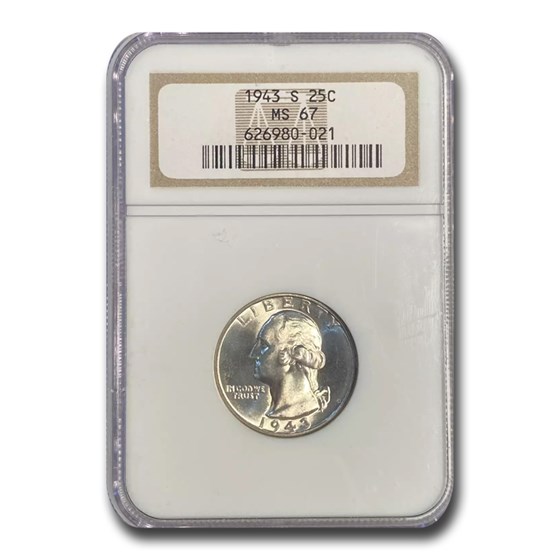 1943-S Washington Quarter MS-67 NGC 1943-S Washington Quarter MS-67 NGC