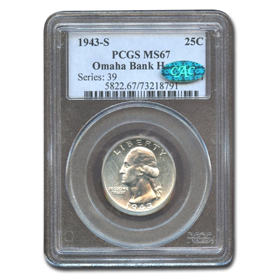 1943-S Washington Quarter MS-67 PCGS CAC