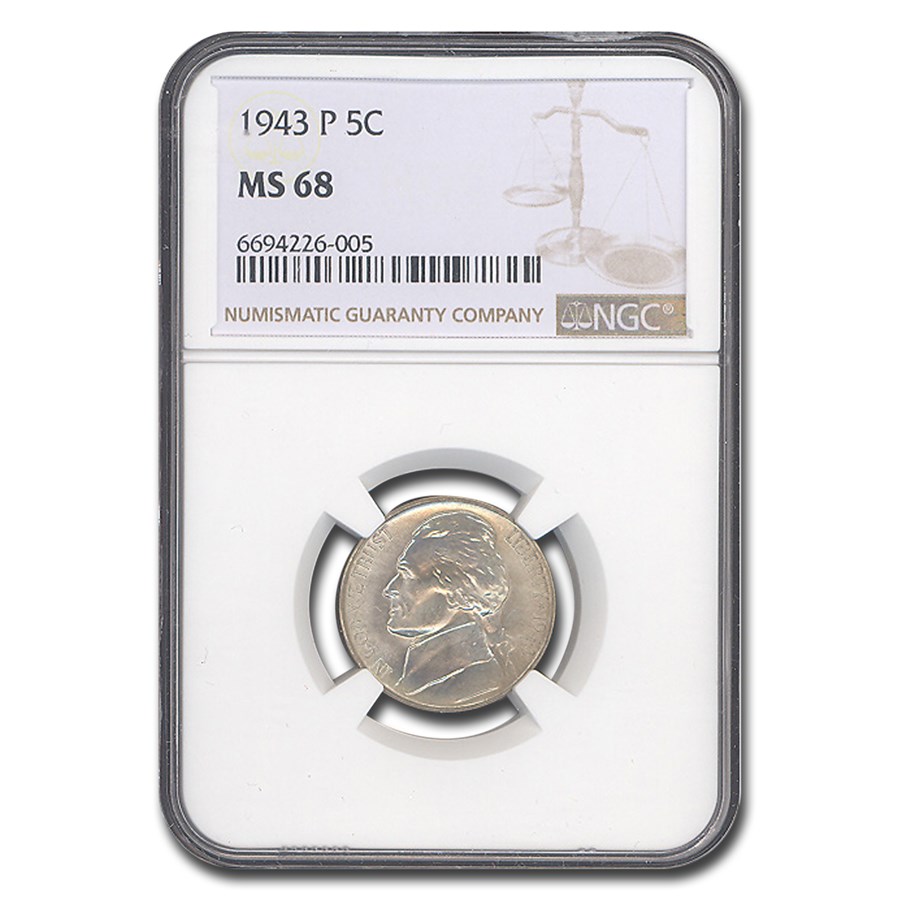 1943 Silver Jefferson Nickel MS-68 NGC
