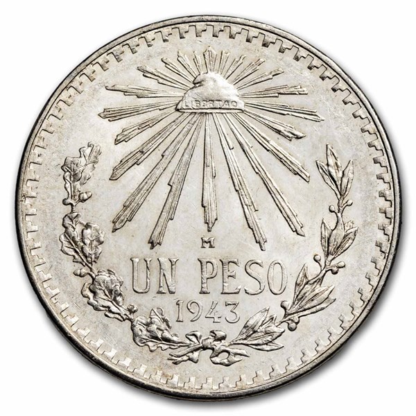 Buy 1943 Mexican Silver 1 Peso Cap & Rays BU | APMEX