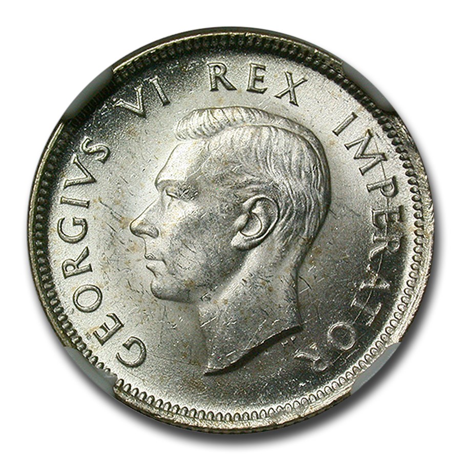 1943 South Africa Silver Shilling George VI MS-63 NGC