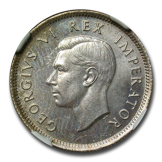 1943 South Africa Silver Shilling George VI MS-64 NGC 1943 South Africa Silver Shilling George VI MS-64 NGC
