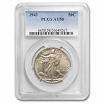 1943 Walking Liberty Half Dollar AU-58 PCGS