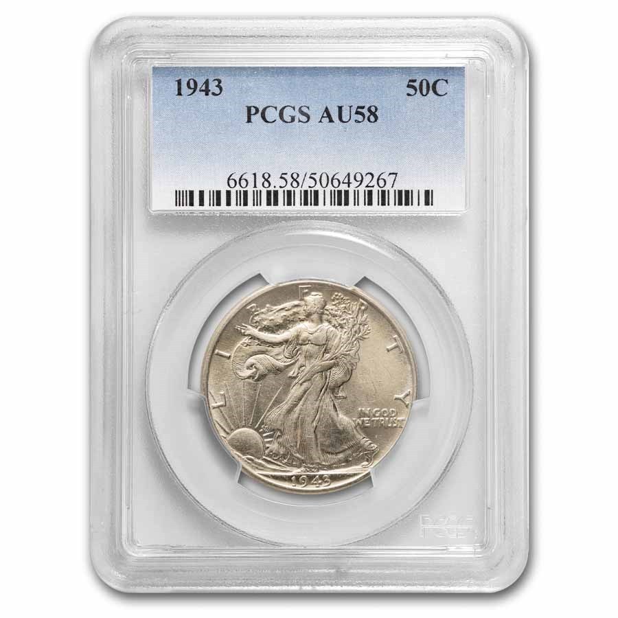 1943 Walking Liberty Half Dollar AU-58 PCGS
