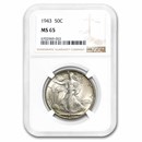 1943 Walking Liberty Half Dollar MS-65 NGC