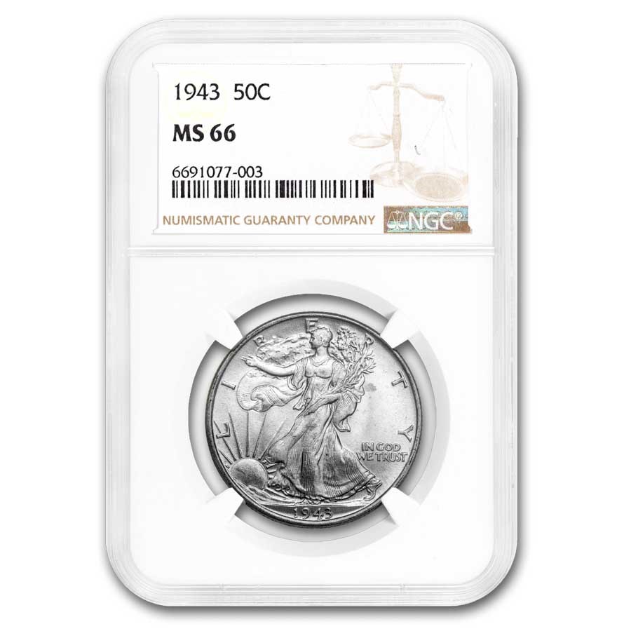 1943 Walking Liberty Half Dollar MS-66 NGC