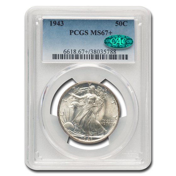 1943 Walking Liberty Half Dollar MS-67+ PCGS CAC 1943 Walking Liberty Half Dollar MS-67+ PCGS CAC