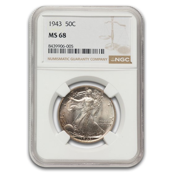 1943 Walking Liberty Half Dollar MS-68 NGC