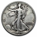 1943 Walking Liberty Halves 20-Coin Roll Avg Circ
