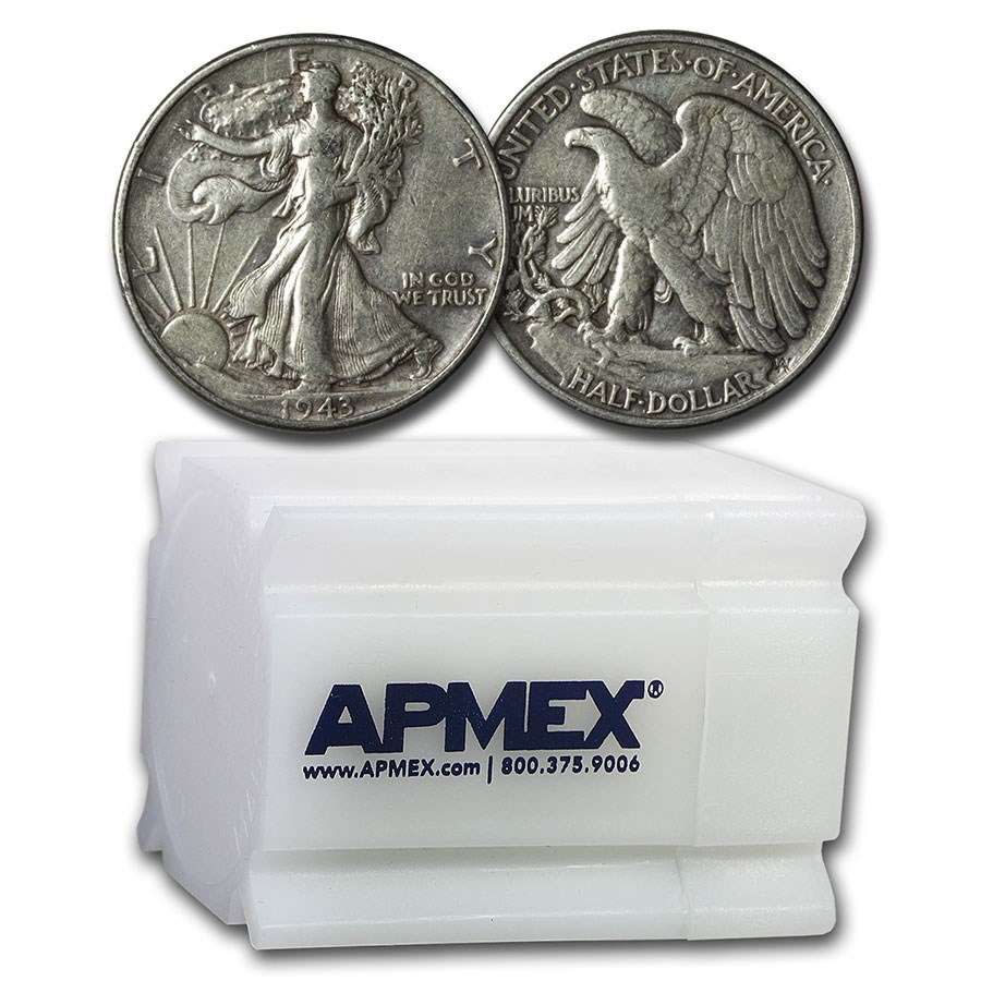 1943 Walking Liberty Halves 20-Coin Roll XF
