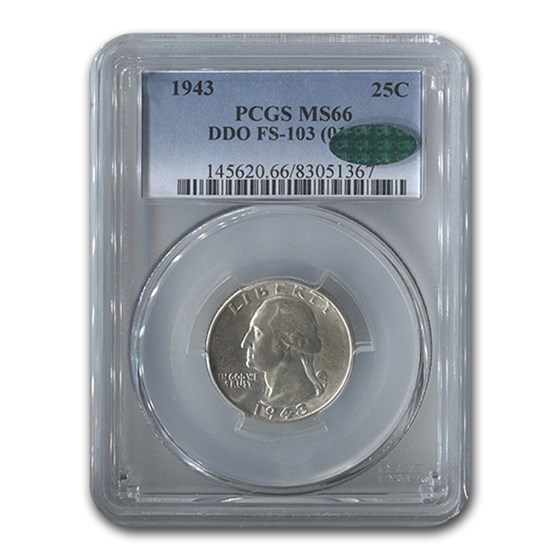 1943 Washington Quarter MS-66 PCGS (DDO, FS-103) 1943 Washington Quarter MS-66 PCGS (DDO, FS-103)