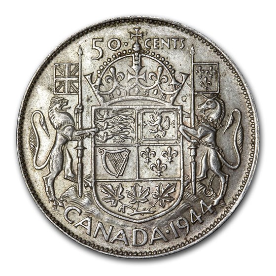 1944 Canada Silver 50 Cents George VI AU 1944 Canada Silver 50 Cents George VI AU
