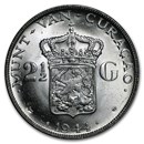 1944-D Curacao Silver 2 1/2 Gulden BU