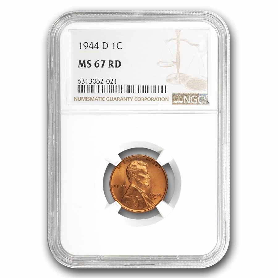 1944-D Lincoln Cent MS-67 NGC (Red)