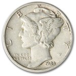 1944-D Mercury Dime AU