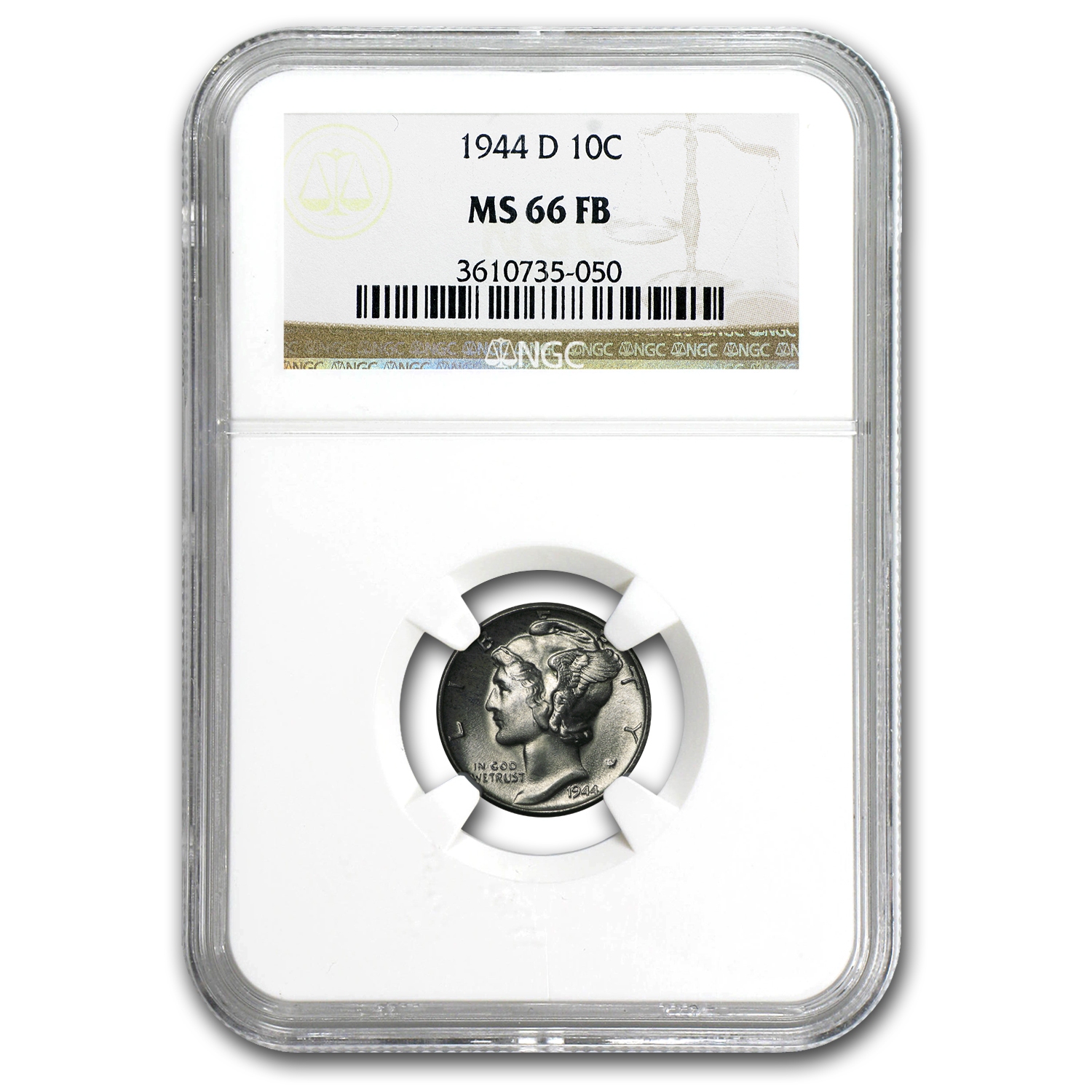 1944 D Mercury Dime certified MS 66 FB by NGC Full Bands! 