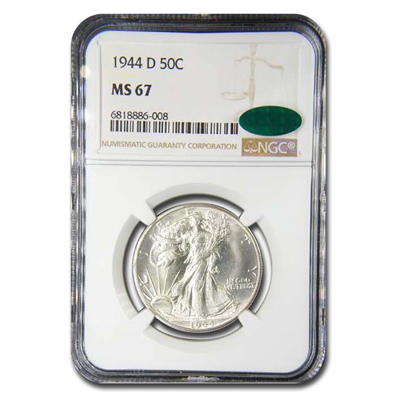1944-D Walking Liberty Half Dollar MS-67 NGC CAC 1944-D Walking Liberty Half Dollar MS-67 NGC CAC