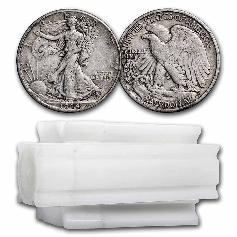 1944-D Walking Liberty Halves 20-Coin Roll XF