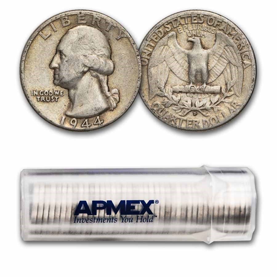 1944-D Washington Quarter 40-Coin Roll Avg Circ