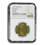 1944 France 2 Francs MS-63 NGC