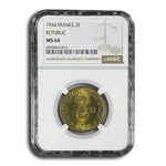 1944 France 2 Francs MS-64 NGC