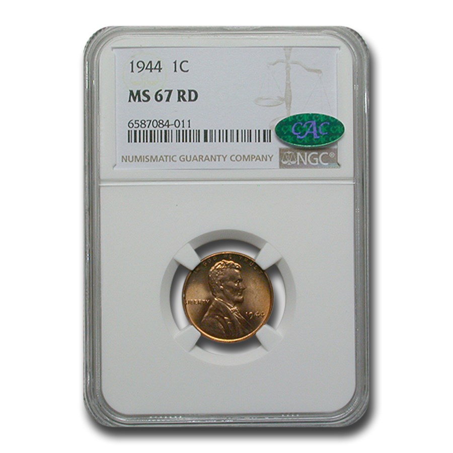 1944 Lincoln Cent MS-67 NGC CAC (Red)