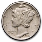 1944 Mercury Dime 50-Coin Roll Avg Circ