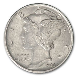 1944 Mercury Dime AU