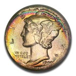 1944 Mercury Dime MS-64 PCGS (Mint Error, Broadstk out of Collar)