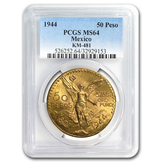 1944 Mexico Gold 50 Pesos MS-64 PCGS 1944 Mexico Gold 50 Pesos MS-64 PCGS