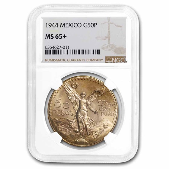 1944 Mexico Gold 50 Pesos MS-65+ NGC