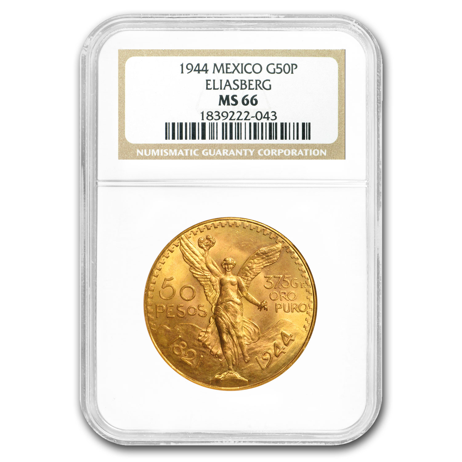 1944年 メキシコ 50セントavos MS 66 NGC認定 Buy 1944 Mexican Gold 50 Pesos MS-66 NGC | APMEX