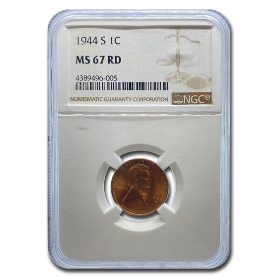 1944-S Lincoln Cent MS-67 NGC (Red)