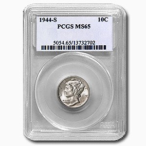 1944-S Mercury Dime MS-65 PCGS 1944-S Mercury Dime MS-65 PCGS