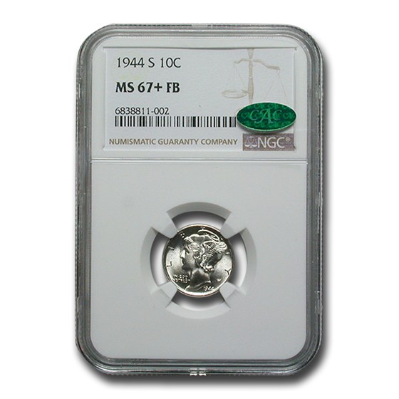 1944-S Mercury Dime MS-67+ NGC CAC (FB) 1944-S Mercury Dime MS-67+ NGC CAC (FB)