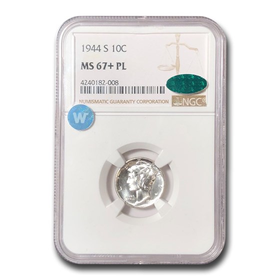 1944-S Mercury Dime MS-67+ NGC CAC (PL) 1944-S Mercury Dime MS-67+ NGC CAC (PL)