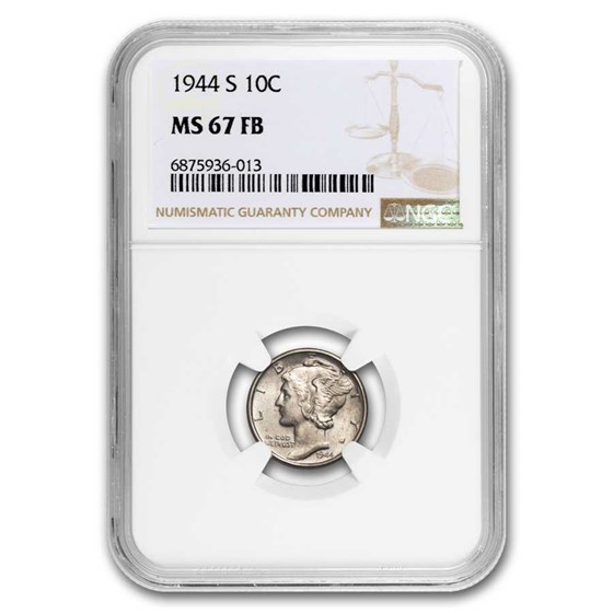 1944-S Mercury Dime MS-67 NGC (FB) 1944-S Mercury Dime MS-67 NGC (FB)