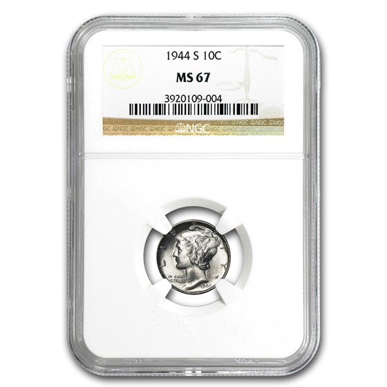1944-S Mercury Dime MS-67 NGC 1944-S Mercury Dime MS-67 NGC