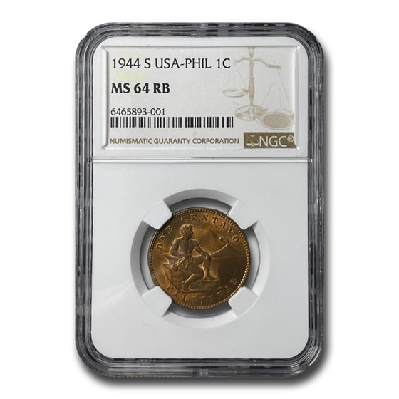 1944-S Philippines Centavo MS-64 NGC (Red/Brown)
