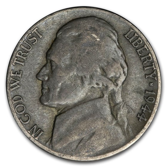 1944-S Silver Wartime Jefferson Nickel Avg Circ 1944-S Silver Wartime Jefferson Nickel Avg Circ