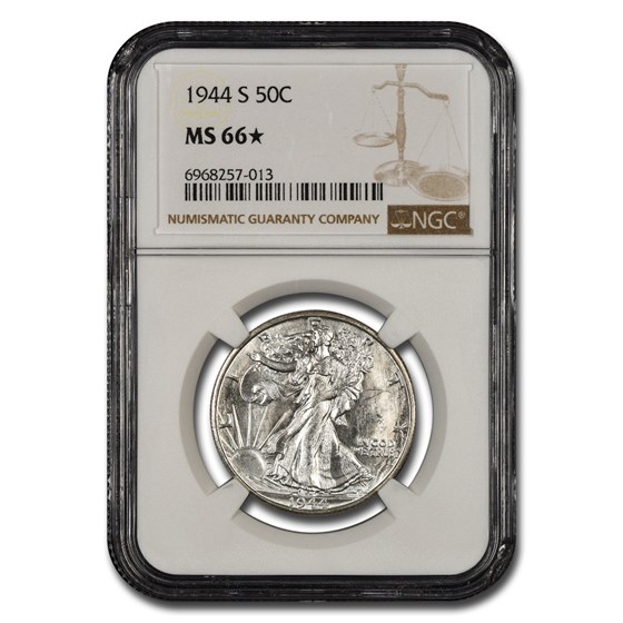 1944-S Walking Liberty Half Dollar MS-66* NGC 1944-S Walking Liberty Half Dollar MS-66* NGC