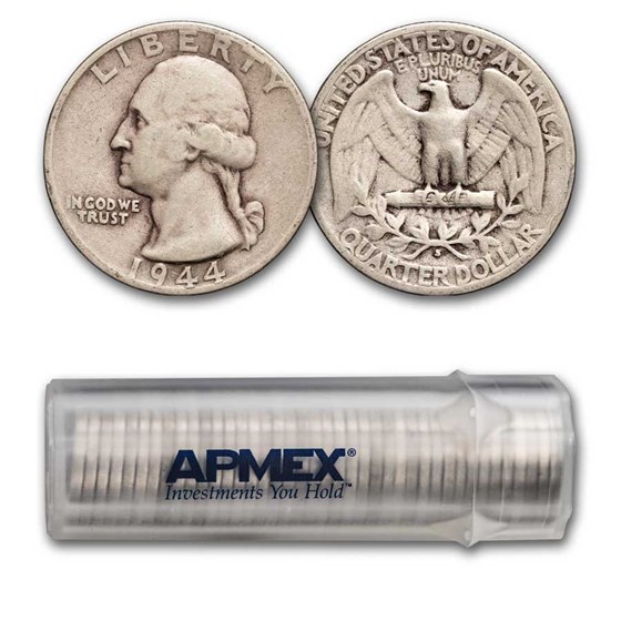 1944-S Washington Quarter 40-Coin Roll Avg Circ 1944-S Washington Quarter 40-Coin Roll Avg Circ